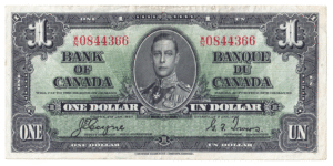 1937 1 Dollar The Bank of Canada W/N Prefix