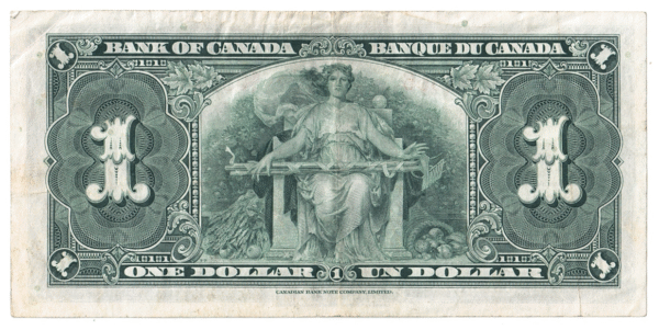 1937 1 Dollar The Bank of Canada W/N Prefix