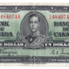 1937 1 Dollar Bank of Canada U/N Prefix