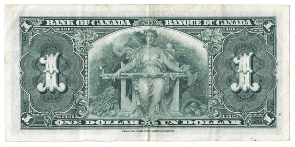 1937 1 Dollar Bank of Canada U/N Prefix