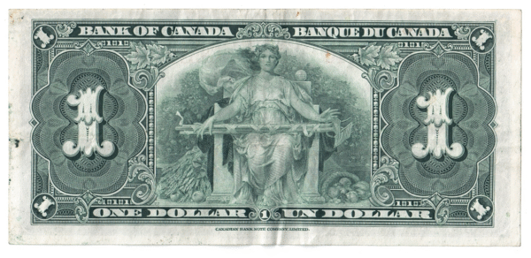 1937 1 Dollar Bank of Canada U/N Prefix