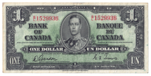 1937 1 Dollar The Bank of Canada B/L Prefix