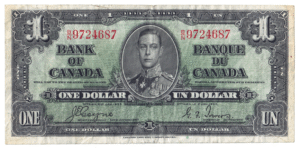 1937 1 Dollar The Bank of Canada B/N Prefix