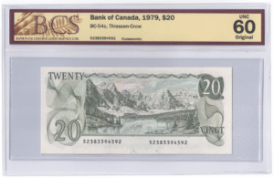 BCS Graded UNC 60 1979 Canada 20 Dollars Banknote
