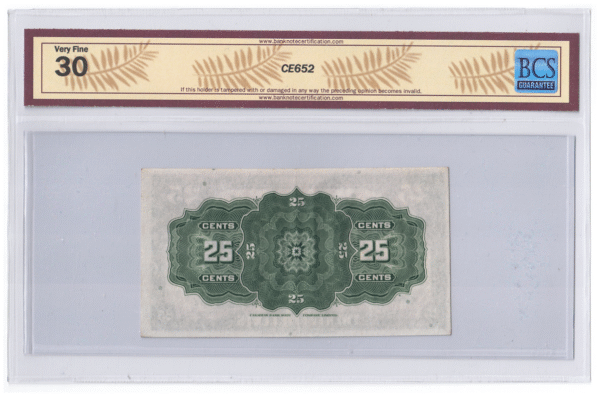 BCS Graded VF 30 1923 Canada 25 Cents Banknote