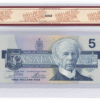 BCS Graded UNC 62 1986 Canada 5 Dollars Banknote