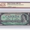BCS Graded UNC 63 1967 Canada 1 Dollar Banknote
