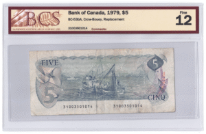 BCS Graded F 12 1979 Canada 5 Dollars Banknote