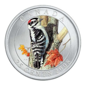 2008 25 Cents Steel Coin - Downy Woodpecker