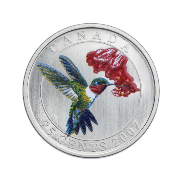 2007 25 Cents Steel Coin - Birds of Canada: Ruby-Throated Hummingbird