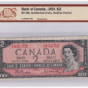 BCS Graded VF 20 1954 Canada 2 Dollars Y/U Prefix Banknote