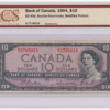 BCS Graded VF 20 1954 Canada 10 Dollars R/T Prefix Banknote