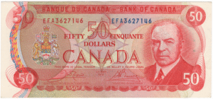 1975 AU 50 Dollars Canada EFA Prefix Crow/Bouey
