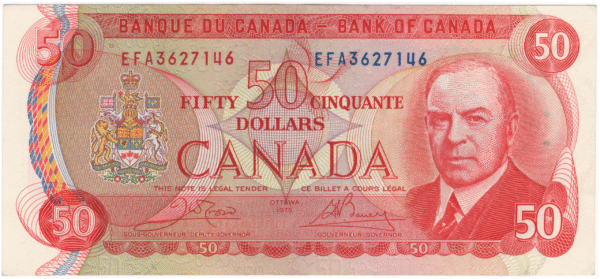 1975 AU 50 Dollars Canada EFA Prefix Crow/Bouey