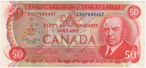 1975 EF 50 Dollars Canada EHH Prefix Crow/Bouey
