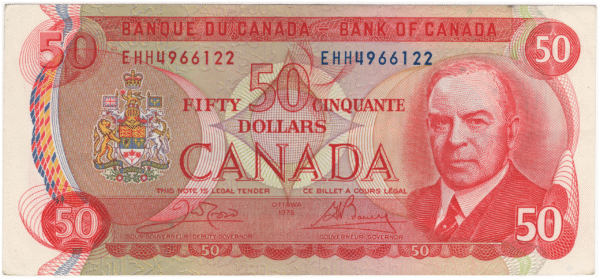 1975 EF 50 Dollars Canada EHH Prefix Crow/Bouey