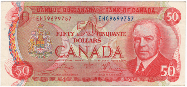 1975 EF 50 Dollars Canada EHG Prefix Crow/Bouey
