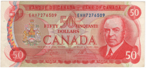 1975 EF 50 Dollars Canada EHH Prefix Crow/Bouey