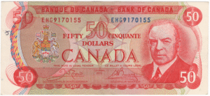 1975 EF 50 Dollars Canada EHG Prefix Crow/Bouey  Marked