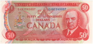 1975 AU Bank of Canada 50 Dollars EHN Prefix Crow/Bouey