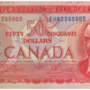1975 Canada 2X Consecutive 50 Dollars EHN Prefix Crow/Bouey Unc