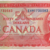 1975 Canada 2X Consecutive 50 Dollars EHM Prefix Crow/Bouey