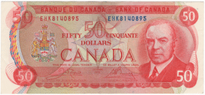 1975 EF 50 Dollars Canada EHK Prefix Crow/Bouey