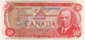 1975 Canada 50 Dollars EHJ Prefix Crow/Bouey AU