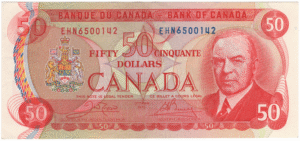 1975 Canada 50 Dollars EHN Prefix Crow/Bouey UNC
