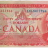 1975 Canada 50 Dollars EHL Prefix Crow/Bouey UNC