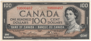 1954 Canada 100 Dollars B/J Prefix Lawson/Bouey