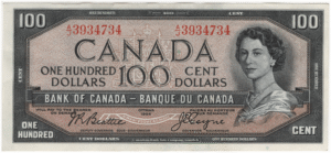 1954 Canada 100 Dollars AJ Prefix Beattie/Coyne AU