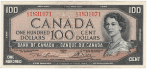 1954 Canada 100 Dollars CJ Prefix Lawson/Bouey EF