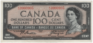 1954 Canada 100 Dollars AJ Prefix Beattie/Coyne AU
