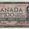 1954 Canada 100 Dollars AJ Prefix Beattie/Coyne EF Miscut Note