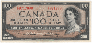 1954 EF Canada 100 Dollars BJ Prefix Lawson/Bouey