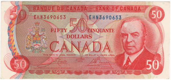 1975 AU 50 Dollars Canada EHN Prefix Crow/Bouey