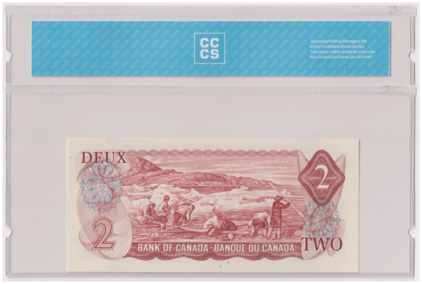 CCCS Graded UNC 65 1974 Canada 2 Dollars Banknote