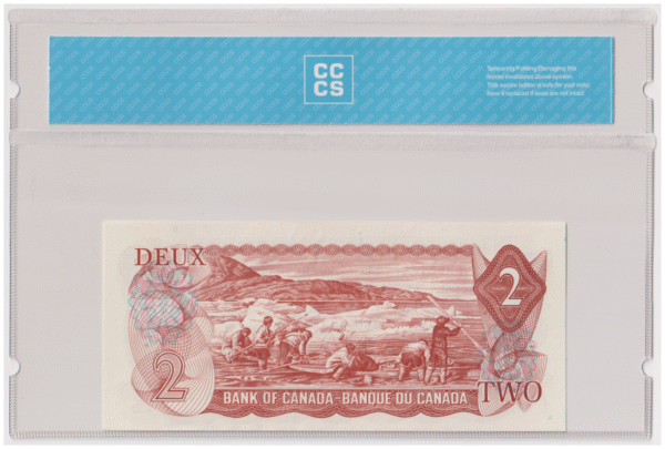 CCCS Graded AU 50 1974 Canada 2 Dollars Banknote 4 Digit Radar