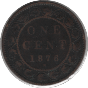 1876H Canada 1 Cent Coin Broken Obverse Letters (KM#7 Schön#5)
