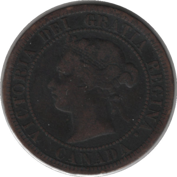 1876H Canada 1 Cent Coin Broken Obverse Letters (KM#7 Schön#5)