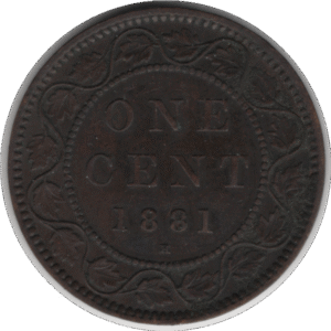 1881H Obv. 1a/1 Canada 1 Cent Coin (KM#7 Schön#5)