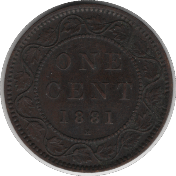 1881H Obv. 1a/1 Canada 1 Cent Coin (KM#7 Schön#5)