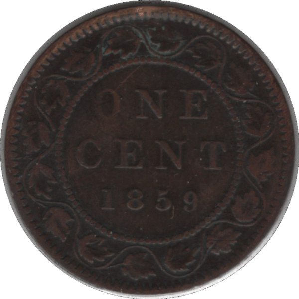 1859 Narrow 9 Canada 1 Cent Coin (KM#1 Kahnt/Schön#1)