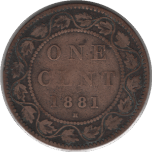 1881H Obv. 1a Canada 1 Cent Coin (KM#7 Schön#5)