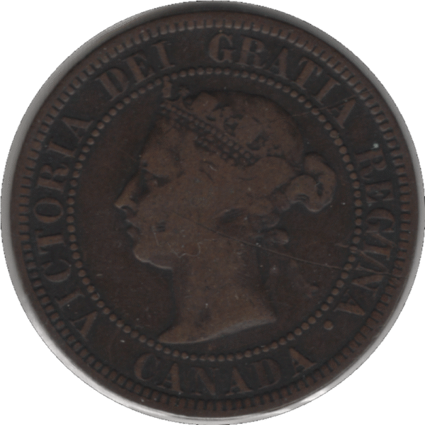 1882H Obv. 2 Canada 1 Cent Coin (KM#7 Schön#5)