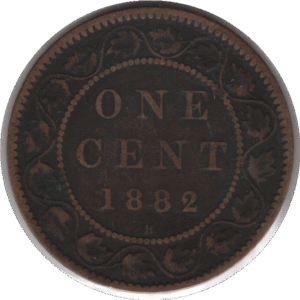 1882H Obv. 2 Canada 1 Cent Coin (KM#7 Schön#5)