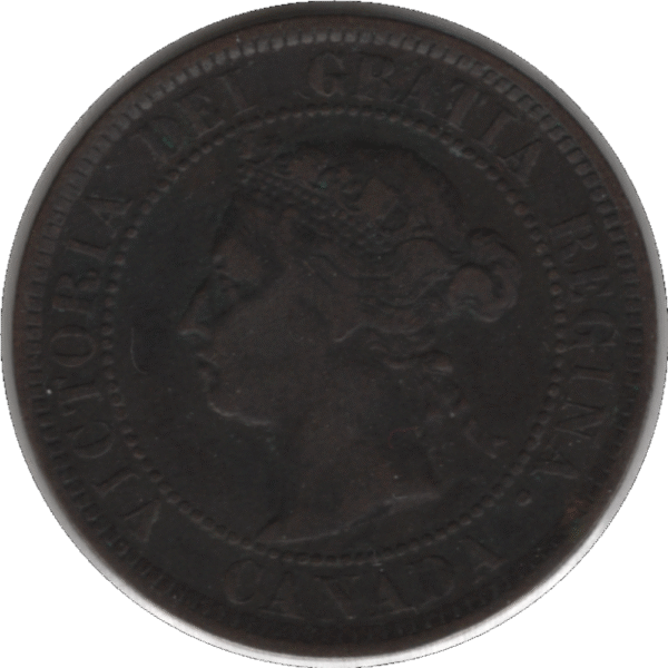 1884 Canada 1 Cent Coin Obv 2 (KM#7 Schön#5)