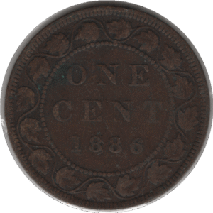 1886 Canada 1 Cent Coin Obv 1a (KM#7 Schön#5)
