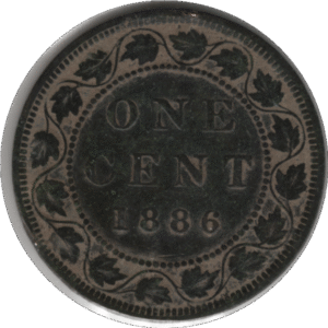 1886 Canada 1 Cent Coin Obv 2 (KM#7 Schön#5)
